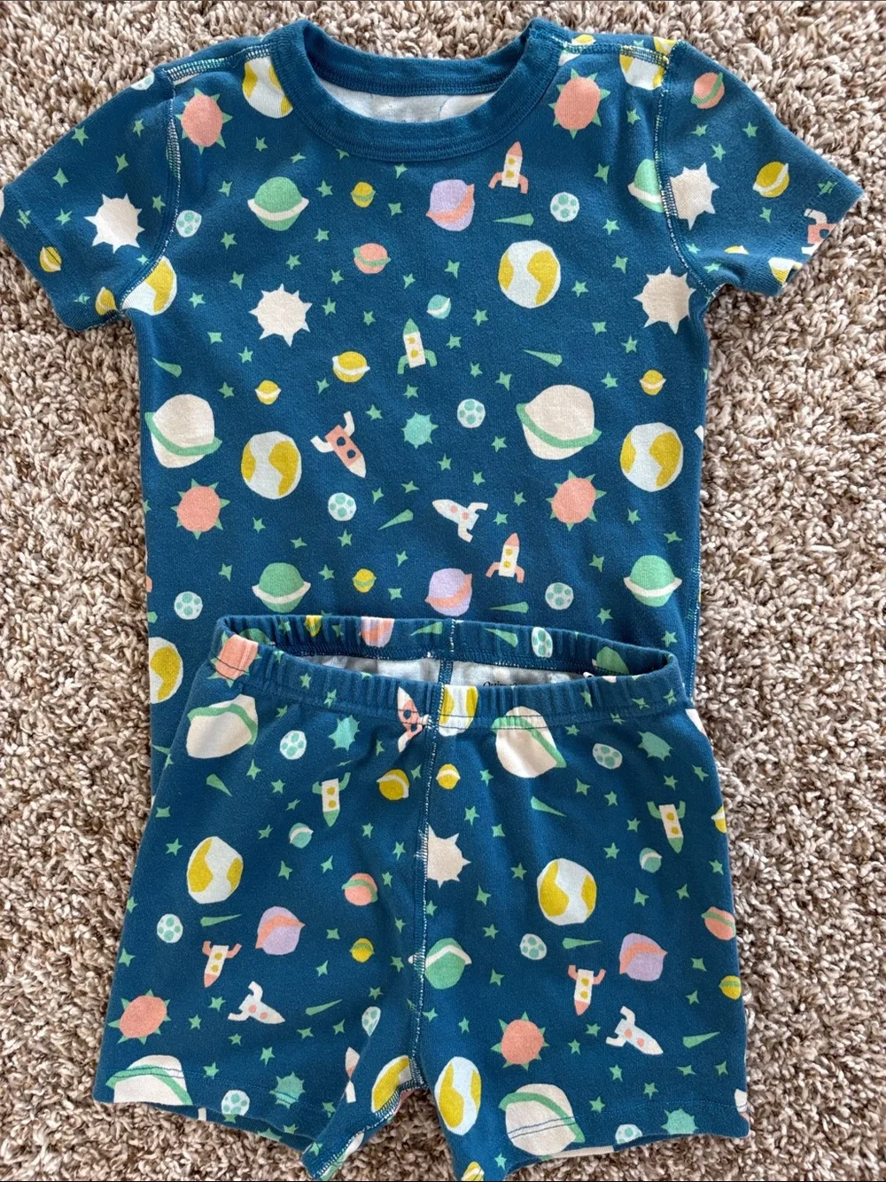Quince Space-Print Short Sleeve Pajama Set